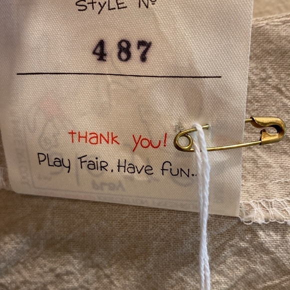 Play Alegre Hand Painted V Neck Boxy L/S Bls Jacket Draw Waist Cotton Oatmeal XL - Picture 6 of 8